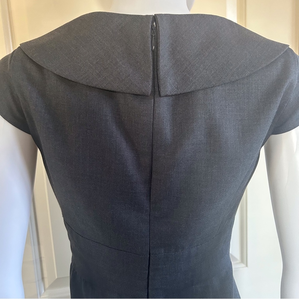 Calvin Klein Charcoal Wrap Cap Sleeve Banded Waist Dress - Picture 6 of 12